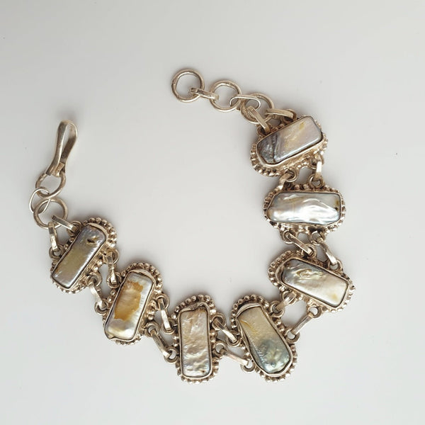 Mother of Pearl and Silver Bracelet